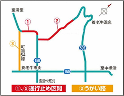 道道通行止めと迂回路