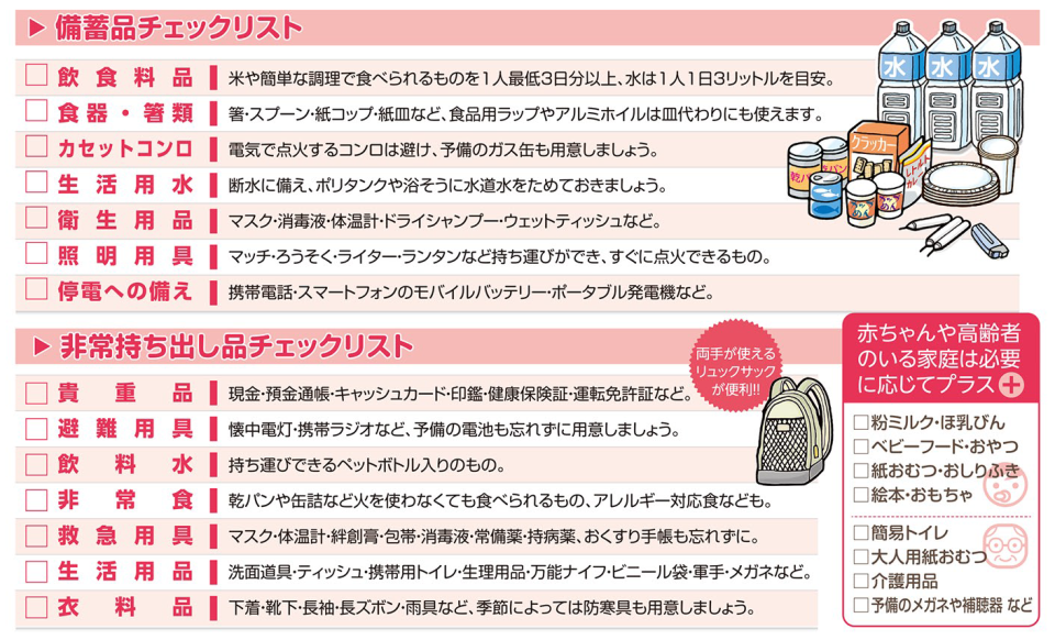 備蓄品・非常持出品チェックリスト